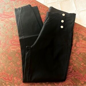 Maze Collection Women’s Black Pants High Rise Ankle Silver Buttons Slim Sz Large